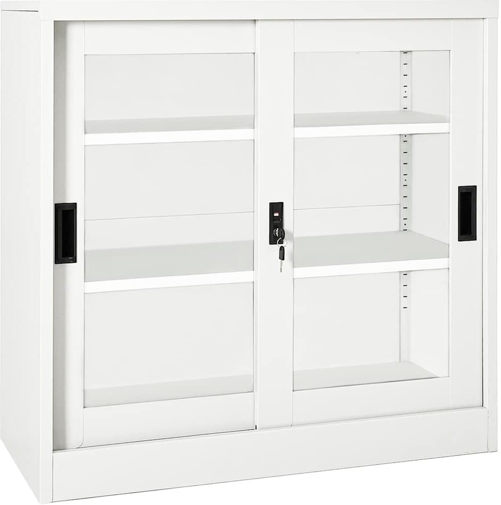 vidaXL Armoire à portes coulissantes Blanc 90x40x90 cm Acier