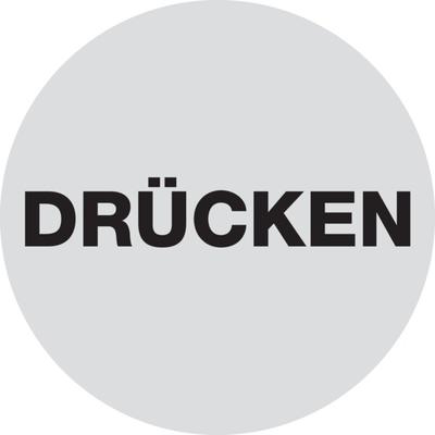 Türschild, Drücken, silber, Ø 60 mm - 60 mm Folie selbstklebend