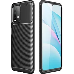 Screenguard Xiaomi Poco M3 Hülle Carbon Design TPU Case (Xiaomi Poco M3), Smartphone Hülle, Schwarz