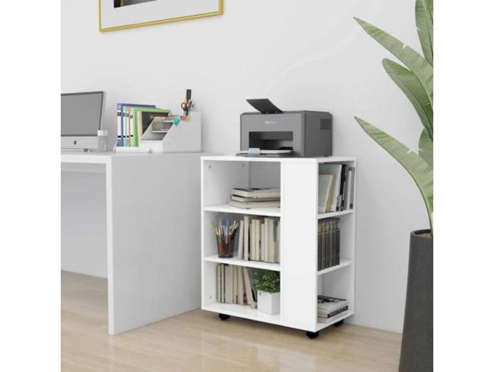GPWERSDF Rollschrank Weiß 60x35x75 cm Holzwerkstoff mit Rollen Mobiler Unterschrank, feststellbare Rollen, pflegeleichte Oberfläche, moderne Optik, vielseitig nutzbar