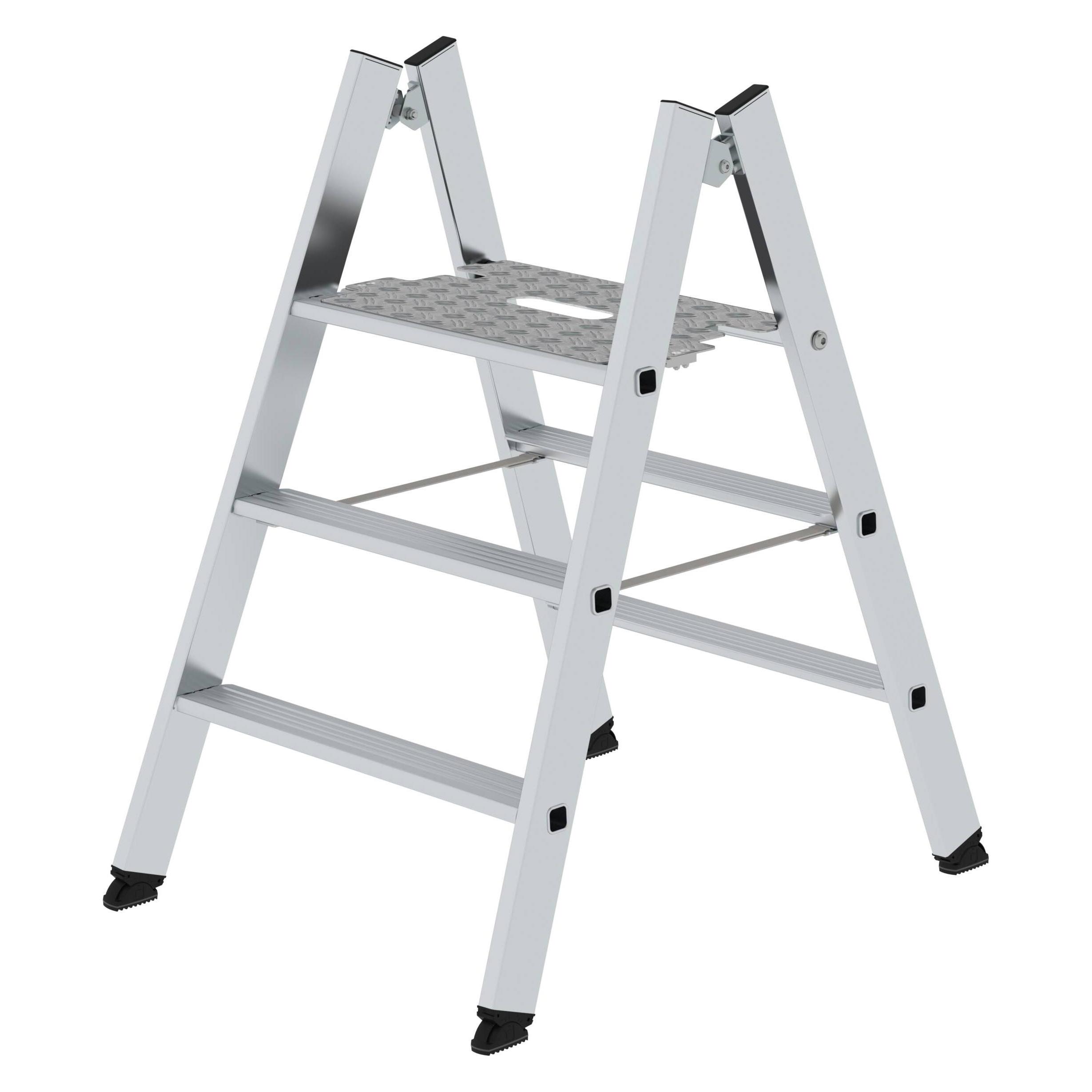 Munk Klapptritt beidseitig begehbar Alu natur 3 Stufen (Klapptritt, 47 cm) (050183)