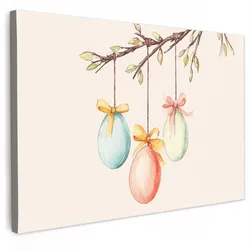LEINWANDBILD Osterkuchen - Schleife - Eier Wohnzimmer Groß 120x80 cm