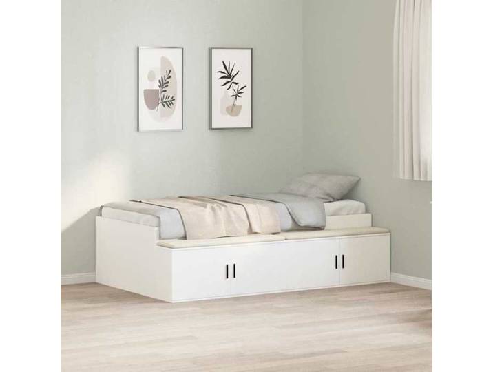 &Mode Lit 1 Personnes - BEWI - Structure de lit Adulte/enfant - avec rangement Blanc 90 x 200cm bois d'ingénierie 273516