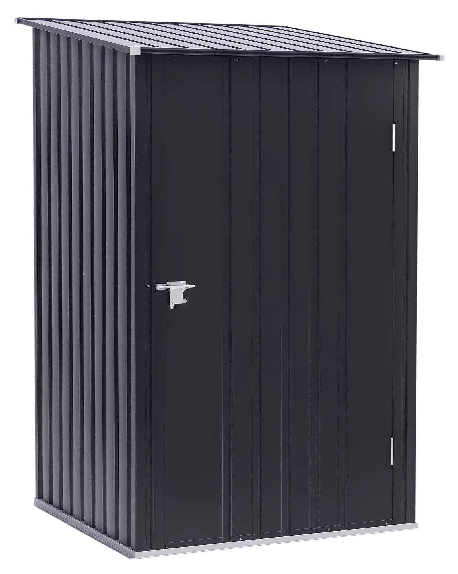 Stahl Gartenschuppen - Geräteschrank - 100 x 103 x 160 cm - Wasserdichtes Metall mit Kunststoffrahmen - Für Außenlagerung - Dunkelgrau