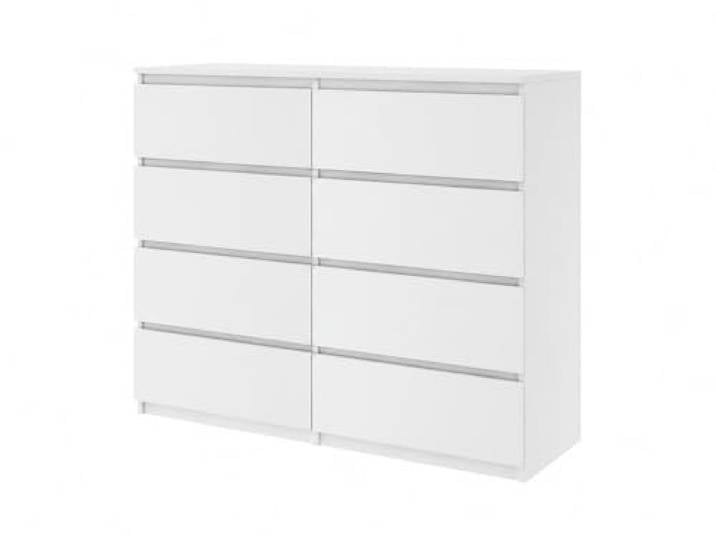 emix24.de Kommode Sideboard Schrank mit 8 Schubladen 120 cm Weiß Holz