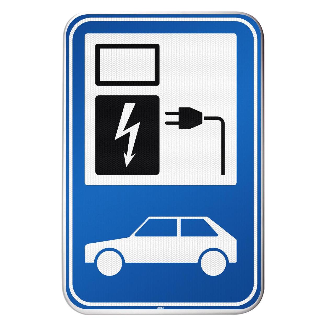 Brady I/EVP13/RFLB-400X600-1, Parkschild für Elektrofahrzeuge - Parkplatz für das Aufladen Ihres E (I/EVP13/RFLB-400X600-1)