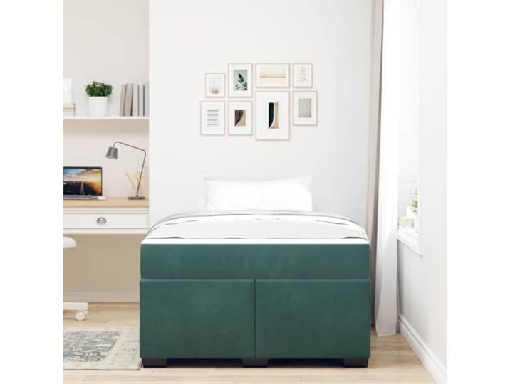 KTHLBRH Rechteckiges Bett, dunkelgrün, 120 x 190 cm Gepolsterte Struktur aus Samt, Schwarz und Weiß, schlichtes Design