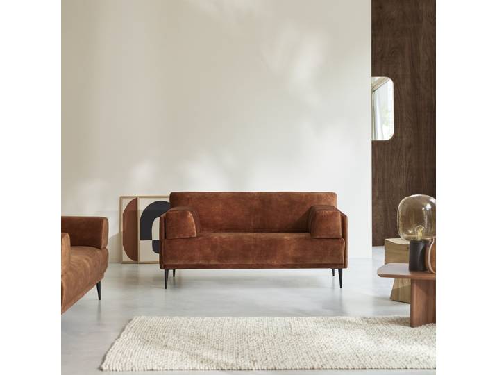 Sofa aus terracottafarbenem Samt Finn, 2-3-Sitzer, 2-Sitzer - Terrakotta