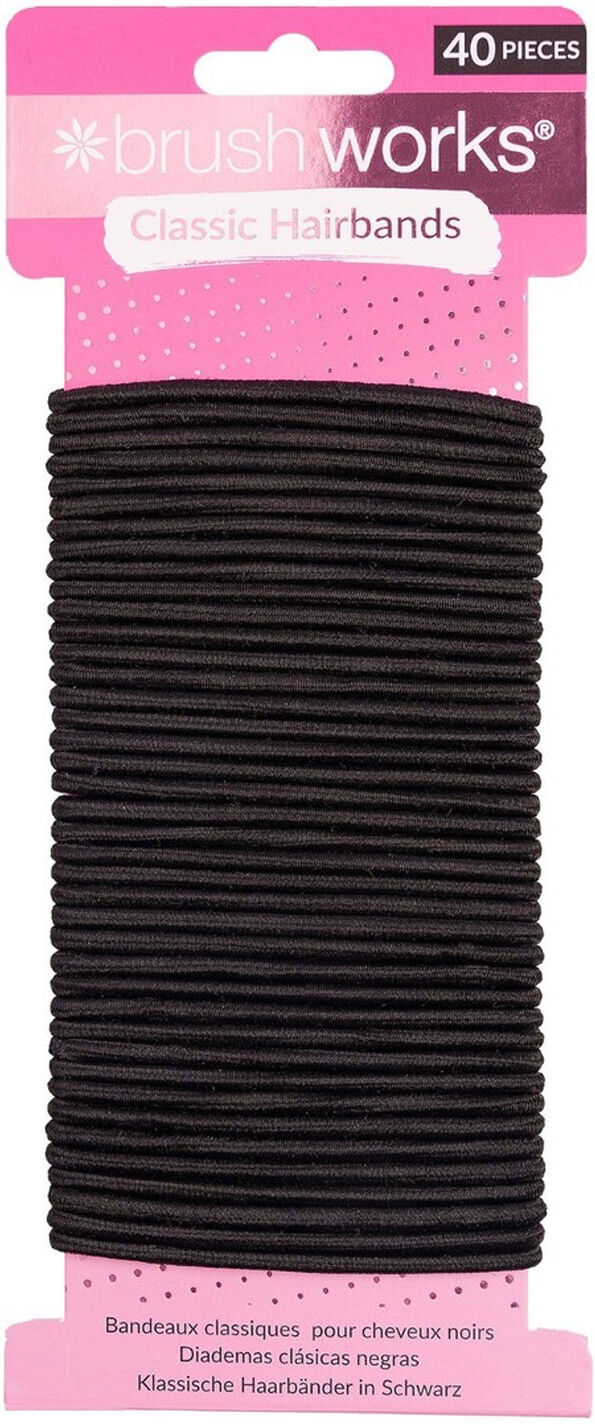 BRUSHWORKS Classic Hairbands Black 40pcs