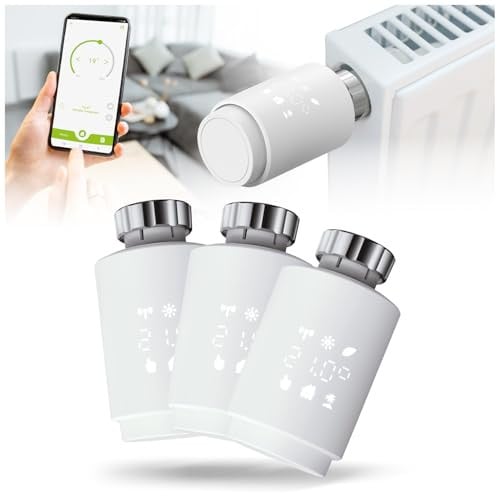 Olympia HT-02Y Smart WiFi-thermostaat voor radiatoren, compatibel met Tuya-app, Alexa en Google, 3 stuks