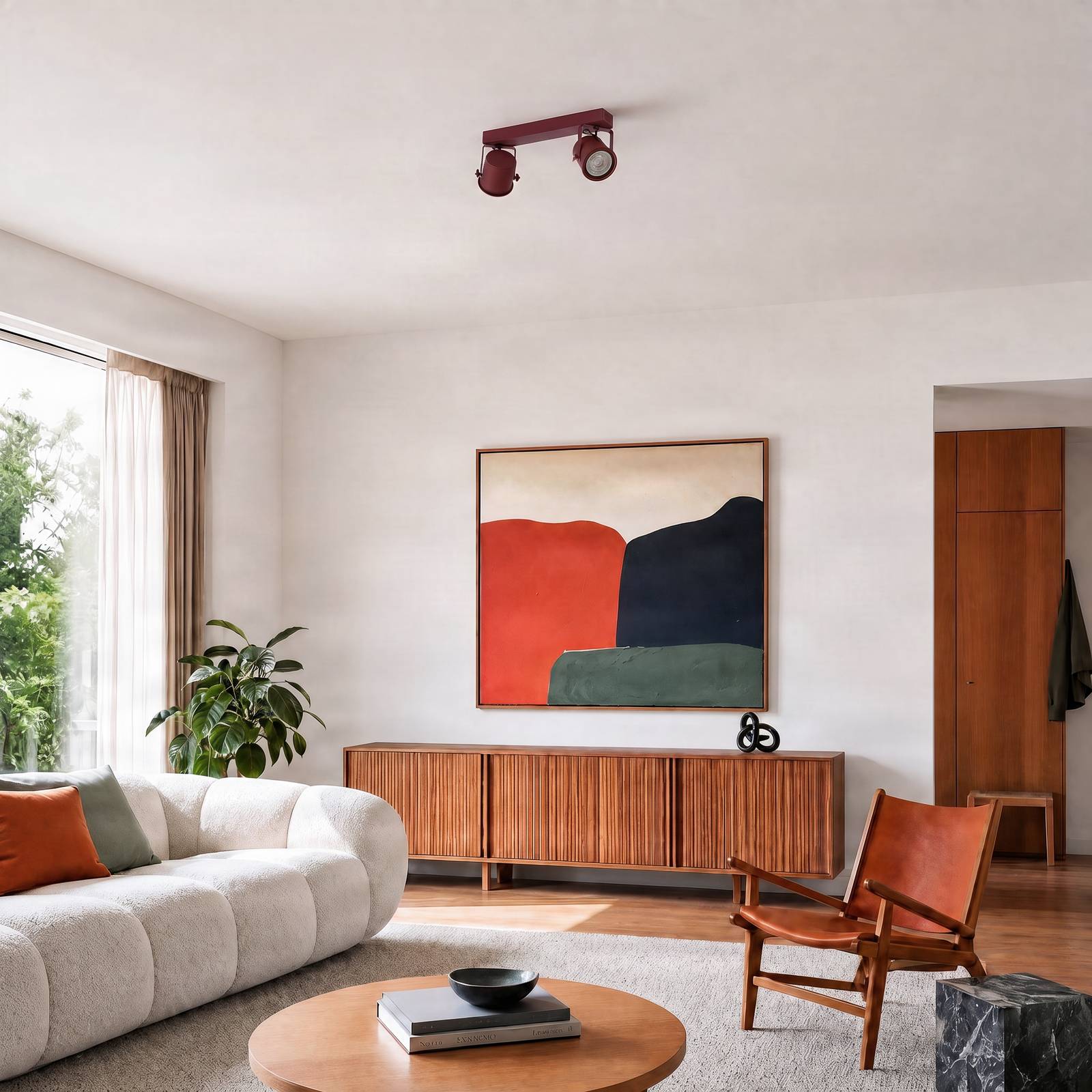 Deckenspot Canico, zweiflammig, rot Canico Argon, dimmbar, rot, für Wohn- / Esszimmer, Metall, Modern, Strahler