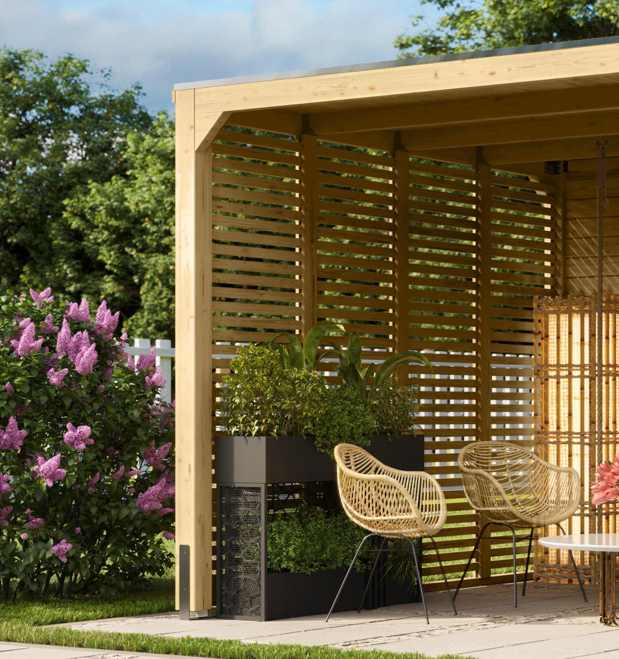 Lamellenwand Karibu für Pavillon Cubusso 295 x 235 cm natur
