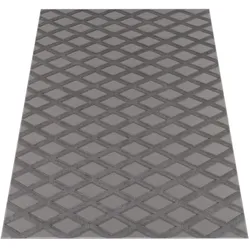 KADIMA DESIGN Waschbarer Teppich waschmaschinenwaschbar Rauten Küche, Flur schmutzabweisend Anthrazit Läufer 80x150 | 100% Polyester | Florhöhe: 10 mm