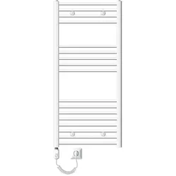 Elektrischer Badheizkörper mit Heizstab 900W 600x1200 mm Weiß gebogen mit Seitenanschluss LuxeBath