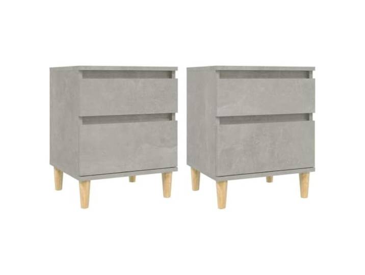 KUPTYERFG Nachttisch 2er Set Betongrau 40x35x50 cm Beistelltisch Stilvolles Nachttisch Set für Schlafzimmer und Wohnraum mit praktischer Ablage und stabilen Beinen aus Eukalyptusholz.