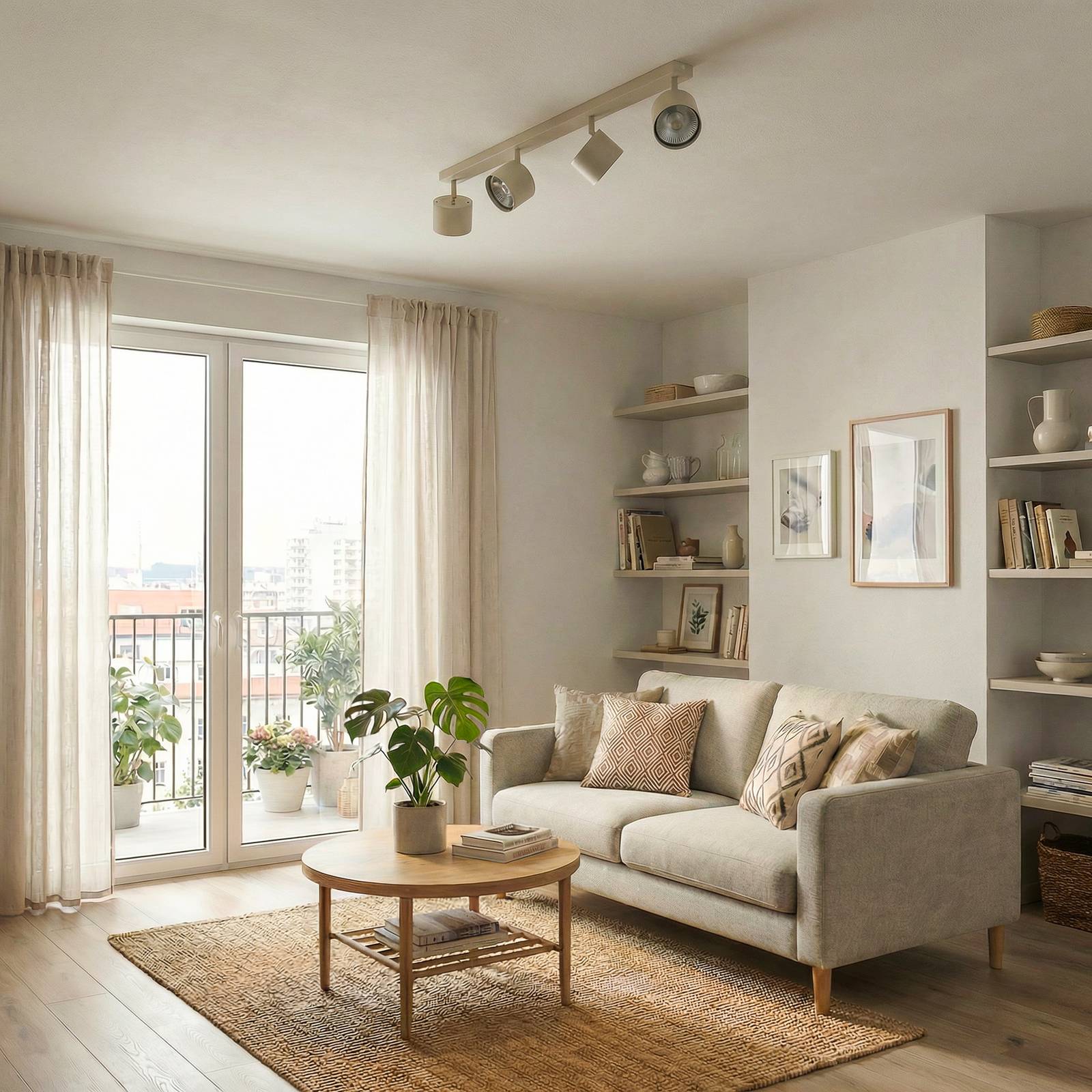 Deckenstrahler Chloe, creme, 4-flammig, verstellbar, GU10 Chloe Argon, dimmbar, creme / amber, für Wohn- / Esszimmer, Metall, Modern