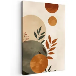 LEINWANDBILD Formen - Rund - Blätter - Beige Wanddeko Schlafzimmer 60x90 cm