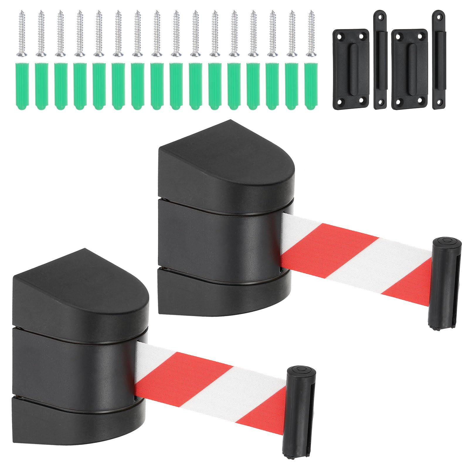 Dripio Wandhouder met afzetlint, 40 meter, rood-wit, 2 stuks