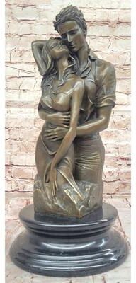 Bronzhaus Romantic Bronze Couple Sculpture – Embrace Of Love Figurine For Home Decor