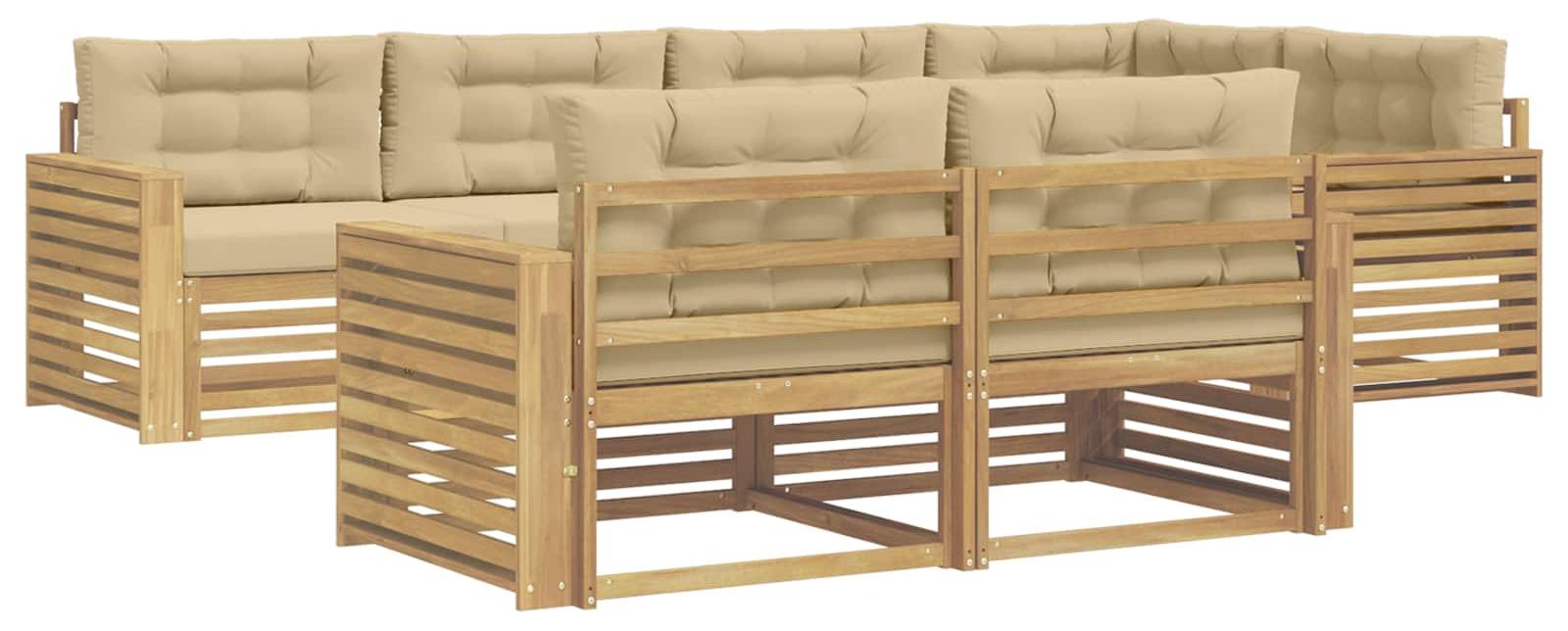 Garnitur aus 7 Outdoor-Sofas, Farbe Beige, Material: Polyester