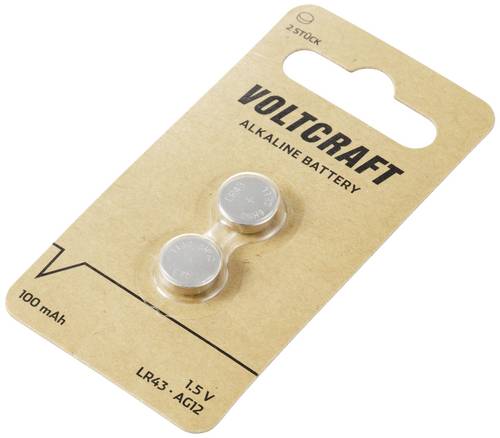 VOLTCRAFT Knopfzelle LR43 1.5V 2 St. 100 mAh Alkali-Mangan AG12