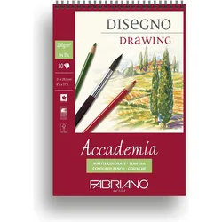 Fabriano, Heft + Block, Accademia Block mit Spirale - A4 - 200g - 30 Blatt (A4, Blanko)