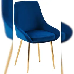 Proregal CHEFGASTRO Esszimmerstuhl GUADALAJARA Samt gold HxBxT 86x50x53cm Samt Dunkelblau Küchenstuhl