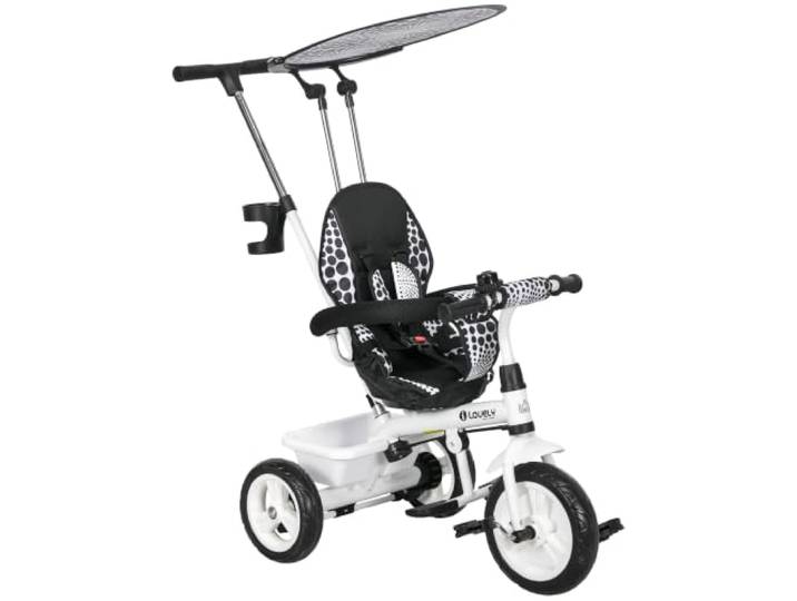 HOMCOM 6-in-1 Dreirad mit Schubstange Ab 9 Monate bis 25 kg Weiß