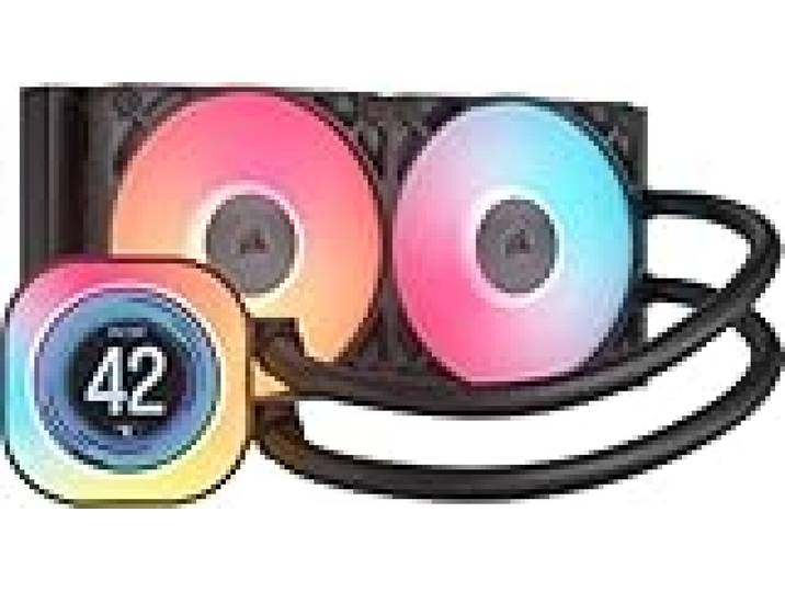 CORSAIR iCUE LINK TITAN 240 RX LCD Refroidisseur Liquide pour CPU – Chambre de Refroidissement FlowDrive – Intel LGA 1851/1700, AMD AM5/AM4 – 2x RX120 RGB Ventilateurs – iCUE LINK Hub Inclus – Noir