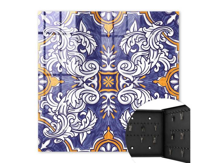 SCHLÜSSELBOX Schwarz 30x30 cm- Türöffnung nach rechts - Pflanzenornament