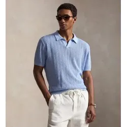 Polo Ralph Lauren für Herren. 710A12994006 Leinenpullover mit offenem Kragen blau (L), Lässig, Kurzarm