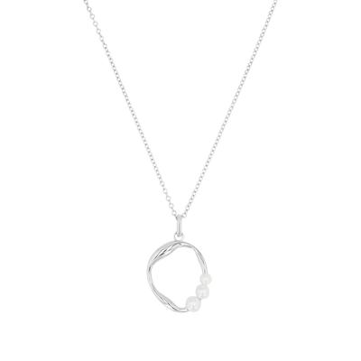 Kette mit Anhänger TOM TAILOR "Schmuck Geschenk Silber 925", silber (silberfarben, weiß), Halsketten, Damen, Perlen Silber 925 (Sterlingsilber), L: 45 B: 1,3mm, Perlen, Silber 925 (Sterlingsilber), mit Süßwasserzuchtperle, B:1,3mm