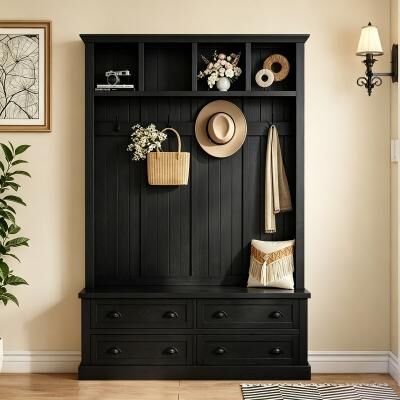 "Farmhouse 77.3""H Hall Tree with 4 Drawers, All-in-One Entryway Storage Bench with Mudroom Coat Rack for Hallway"