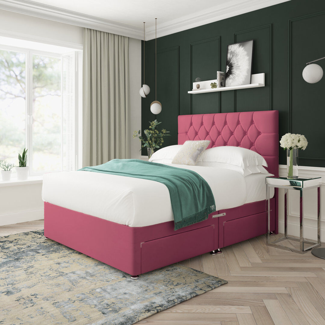 17 Stories Upholstered Bed Maroon Double (4'6)