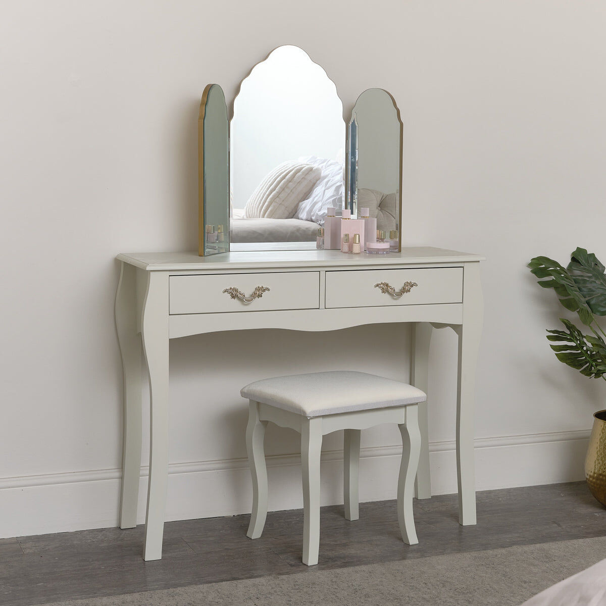 Dressing Table & Stool Set - Elizabeth Ivory Range Coated MDF, Metal