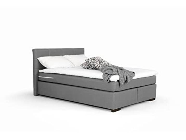 Mivano Beast Boxbett, Komfortables Bett mit Durchgehender Matratze (H3) und Topper, Flachgewebe Jam Grau, Liegefläche 140 x 200 cm