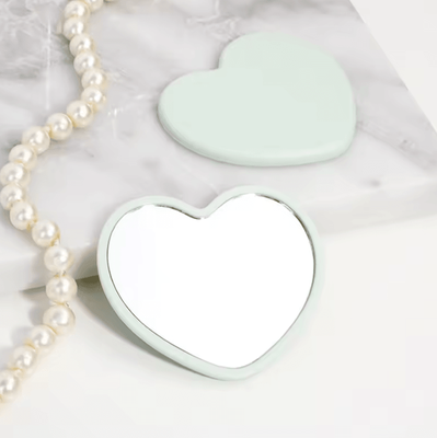 Inspire Curations Cute Heart Shaped Handheld Makeup Mirror light Green