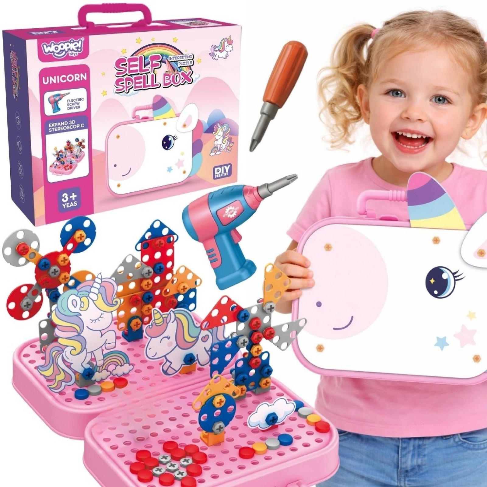 Woopie 3D DIY draaiende blokken Eenhoorn