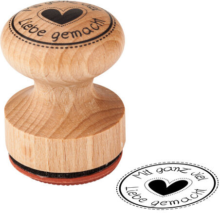 Holzstempel rund "Mit ganz viel Liebe gemacht", 3 cm Ø
