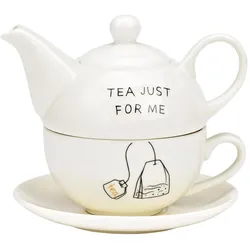 G. Wurm, Teekanne, Teekannen Set, Tea just for me, 3-er Set, aus Porzellan weiss (B/H/T) 15x16x15cm 400ml/250ml