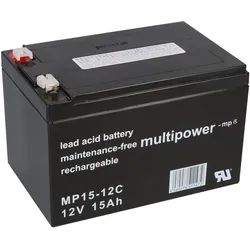 AGM Zyklen-Batterie für Reha-Technik, Boote, Wohnmobile 12V 15Ah MP15-12C Akku