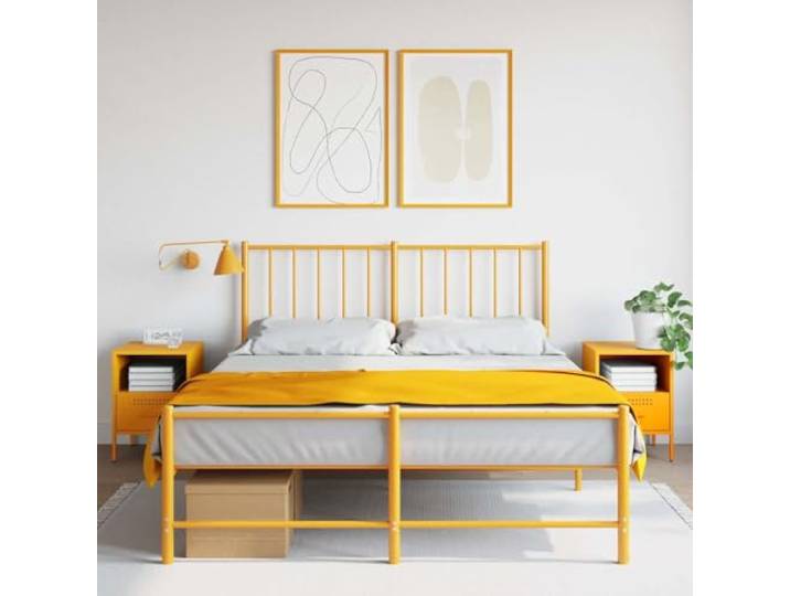 HEFZGDB Nachttische 2 STK. Senfgelb 36x39x50,5 cm Stahl Industrie-Stil mit Stauraum und verstellbaren Füßen