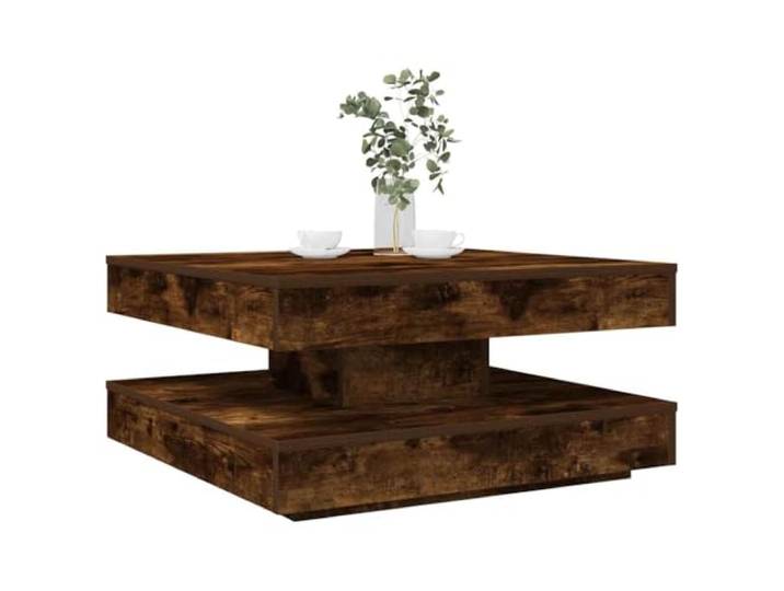 pokgdf Couchtisch 360 Grad Drehbar Räuchereiche Holzwerkstoff 70x70x34,5 cm 360 Grad drehbare Platte, untere Ablage, pflegeleicht, robust, modernes Design