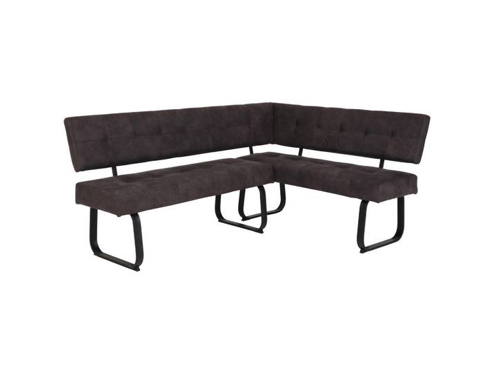 Carryhome Eckbank, Dunkelgrau, Metall, Vintage, L-Form, 202x152 cm, Typenauswahl, seitenverkehrt erhältlich, Esszimmer, Bänke, Eckbänke