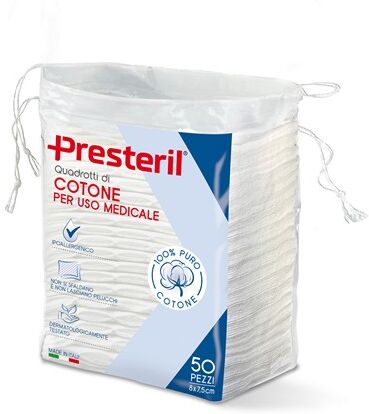 Corman Presteril Quadrotti Di Cotone Idrofilo 8x7,5cm - 50 Pezzi