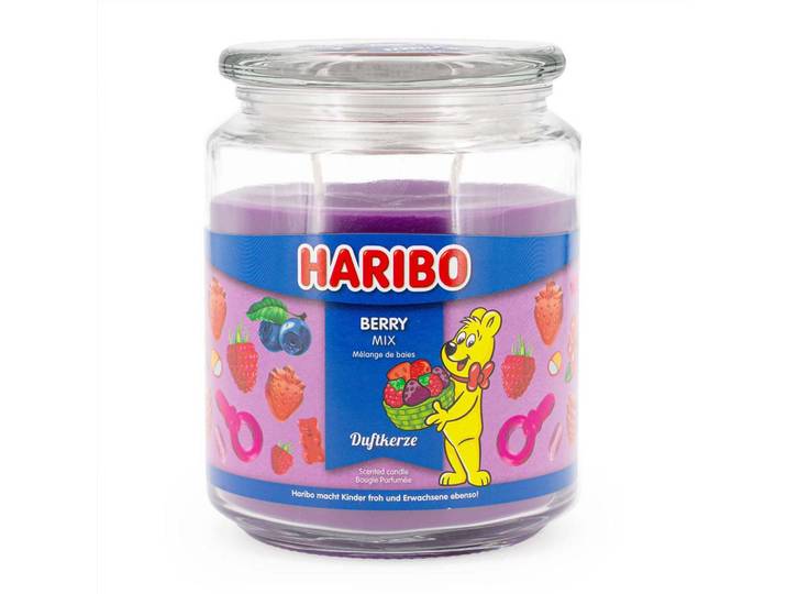 Duftkerze Transparent im Glas Berry Mix 510 g, Violett, Naturmaterialien, Glas, Textil, 13 cm, Dekoration, Kerzen & Kerzenhalter, Duftkerzen