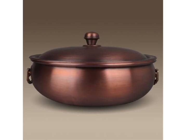 Kupfer-Kochtopf mit Deckel, traditioneller Heißtopf und Ramentopf für Herd und Induktionsherde, für Zuhause und Außenbereich (Größe: 36 cm)