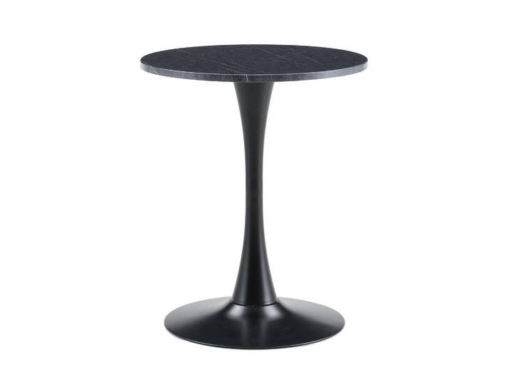 Oxeza Esstisch kleiner runder 60/60/72 cm Schwarz mit schwarzen Metallbeinen, Holz, Mode, Rund,Rund, 60x72x60 cm, Esszimmer, Esstische