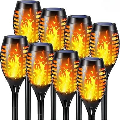 Outdoor Solar Garden Lights Waterproof Solar Light Outdoor With Flashing Flame, 12LED Solar Flashlight, Christmas Garden Decoration Lighting 8pcs