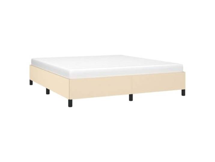 KTHLBRH Bettgestell Creme, 180 x 200 cm, Bettgestell aus Stoff Robuste Beine, Lattenrost inklusive, 100 % Polyester, einfache Montage